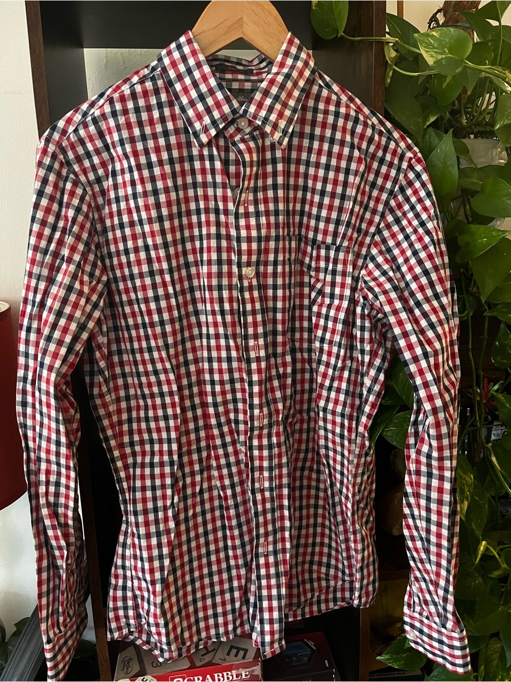 Eddie Bauer Men’s S Classic Fit Gingham Button Down Shirt Pocket